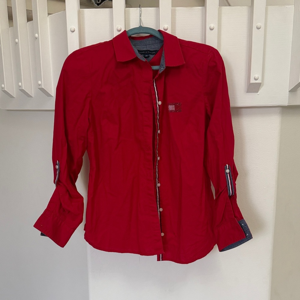 Tommy Hilfiger Red Casual Button Down Shirt
